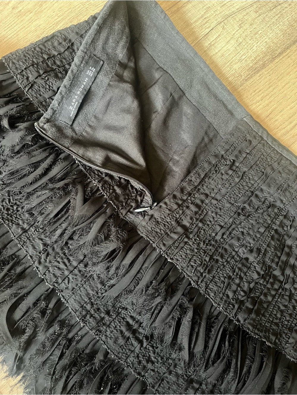 Zara Black Tiered Fringe Mini Skirt - Picture 5 of 5